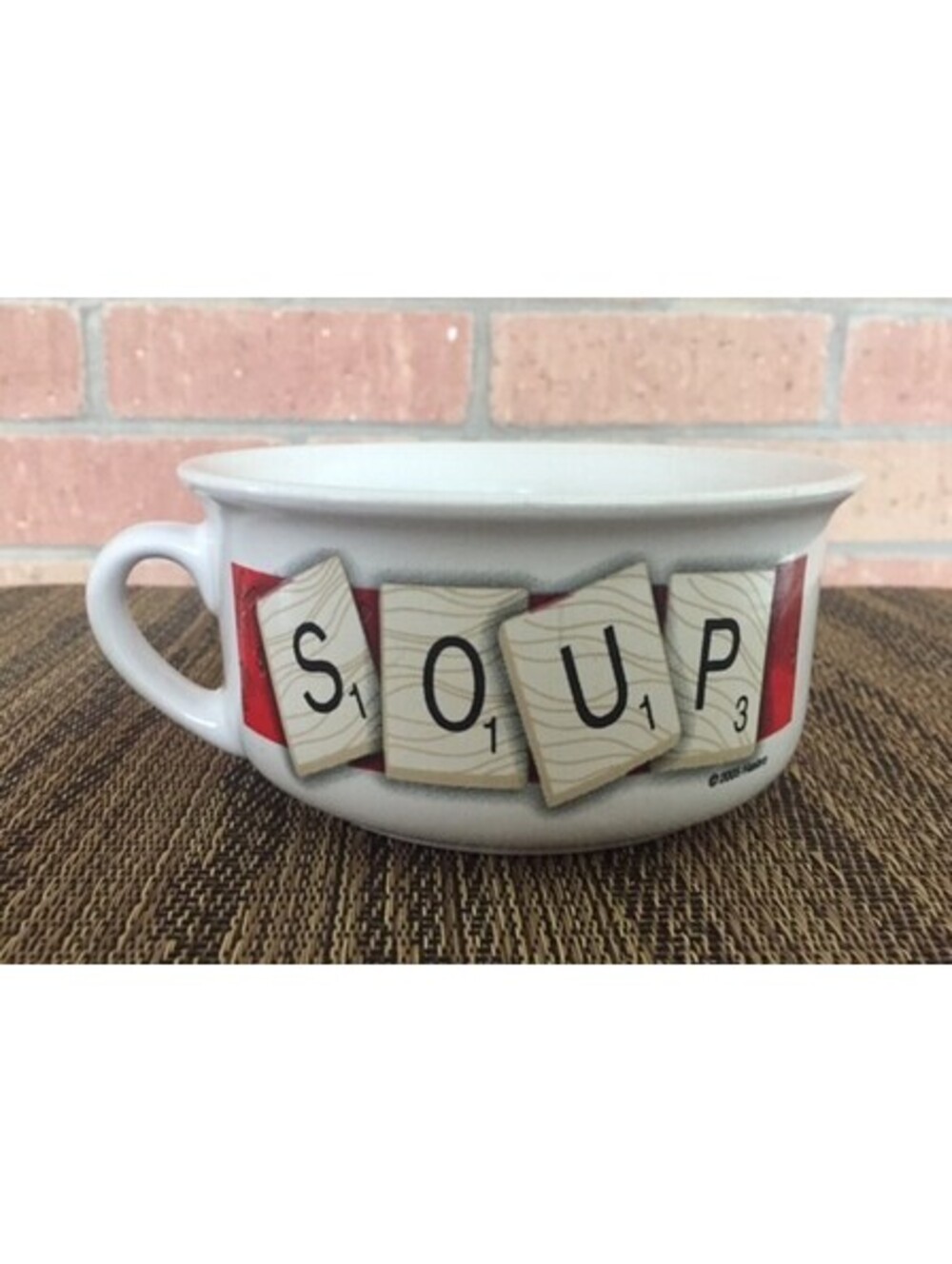 HASBRO SCRABBLE GAME SOUP MUG SOUP BOWL Alphabet Letters CERAMIC 2005